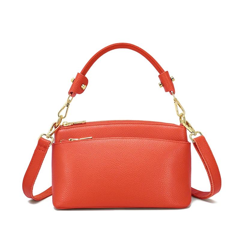 Women Cowhide Genuine Leather Shoulder Bag Lady Luxury Designer Fashi Retro Bags Female Cow Real Leather Handbag for Ladies