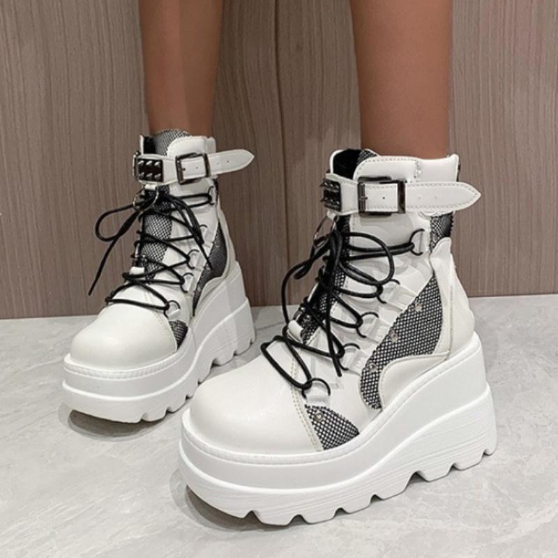 Women's Boots 2025 Autumn Women Ankle Boots Platform Wedges High Heels Short Boots New Design Zip Cosplay Shoes of Women