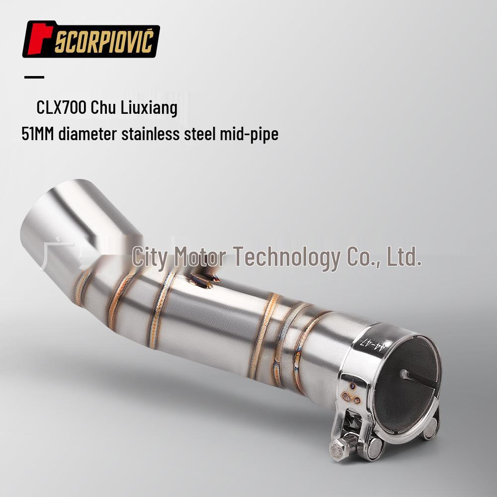 Stainless Steel Exhaust Pipe for Chu Liuxiang CLX700 Motorcycles, 51mm - Small/Medium Section
