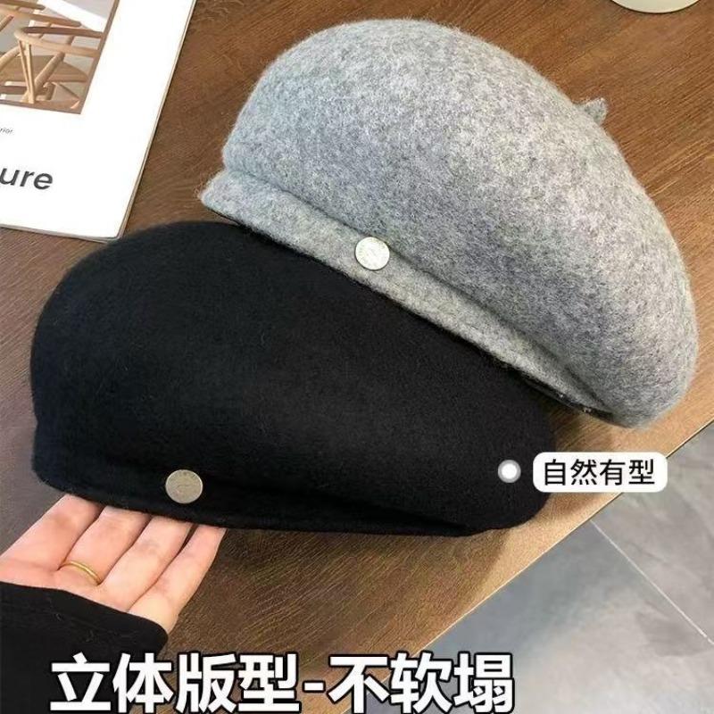 Wool beret women's autumn and winter woolen hat winter painter hat