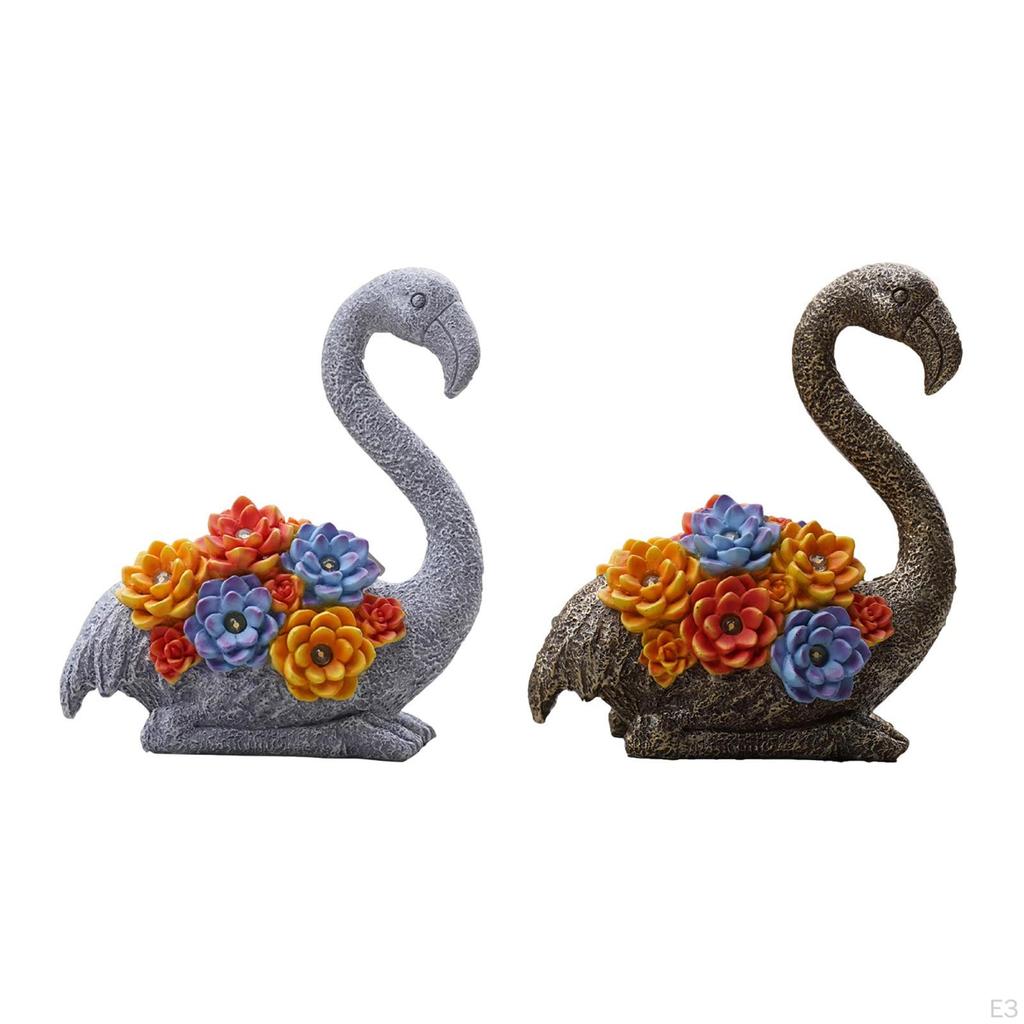 Garden Solar Statue LED Lights Lawn Ornament Home Decor Nightlight Landscape Outdoor Flamingo
