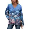 Women's Casual And Fashionable Christmas Print Long-Sleeved Top