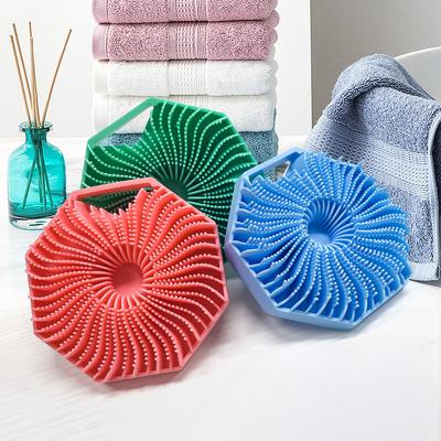 Spazzola da Bagno Esagonale in Silicone Portatile con Supporto a Parete