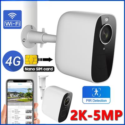 5MP 2K 4G SIM Camera Outdoor Wireless 10400mah Battery Powered Home Security IP Surveillance PIR Motion Alarm Two Way Audio Cam