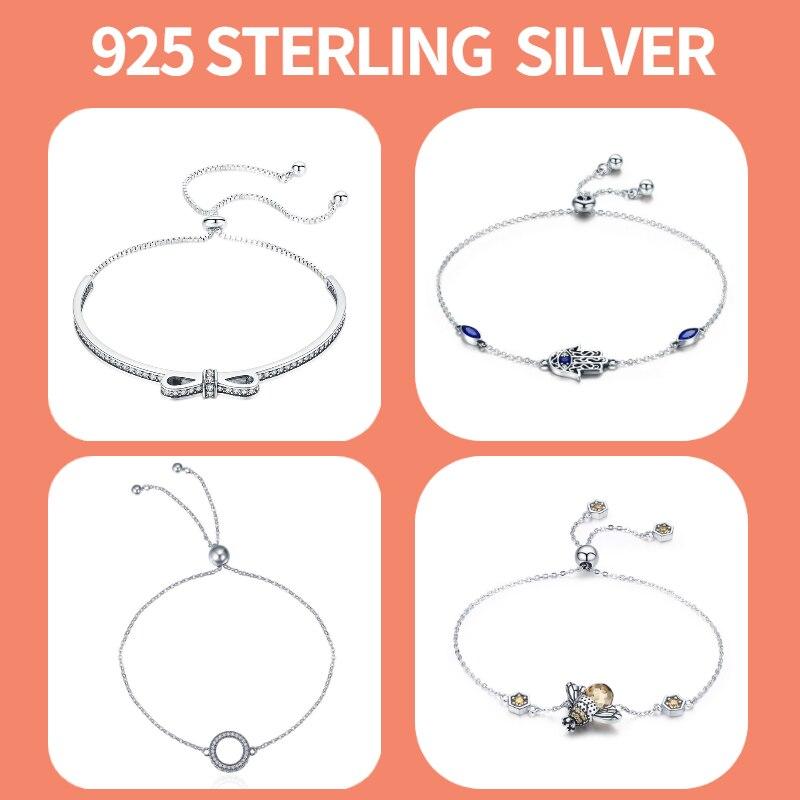Stříbrný náramek Pulseira 925 se sněhovou vločkou 925 Srdce Hadí řetízková spona Femme Stříbrný náramek pro ženy šperky