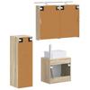 Bathroom Furniture Set 4 Pcs Sonoma Oak Engineered Wood and Glass