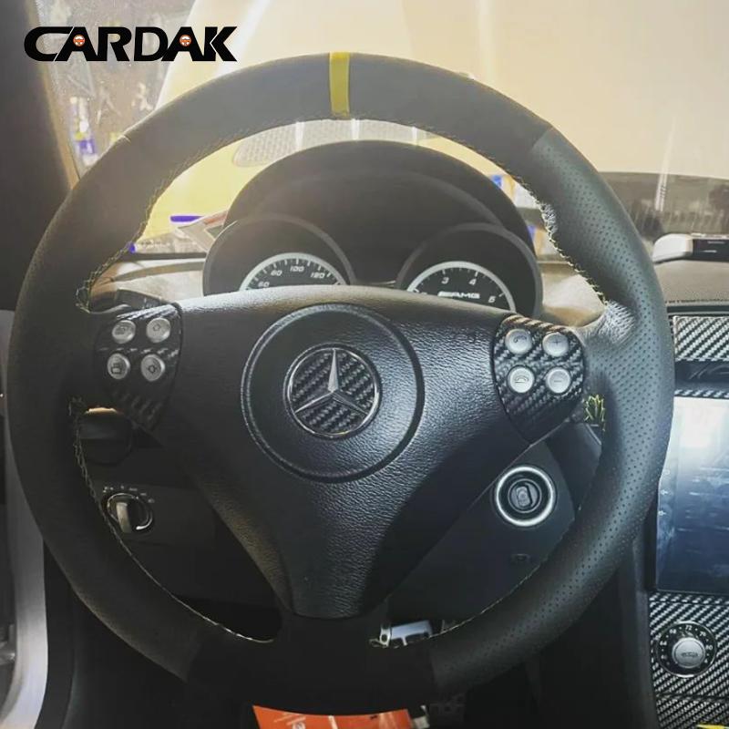 Black Suede Leather Car Steering Wheel