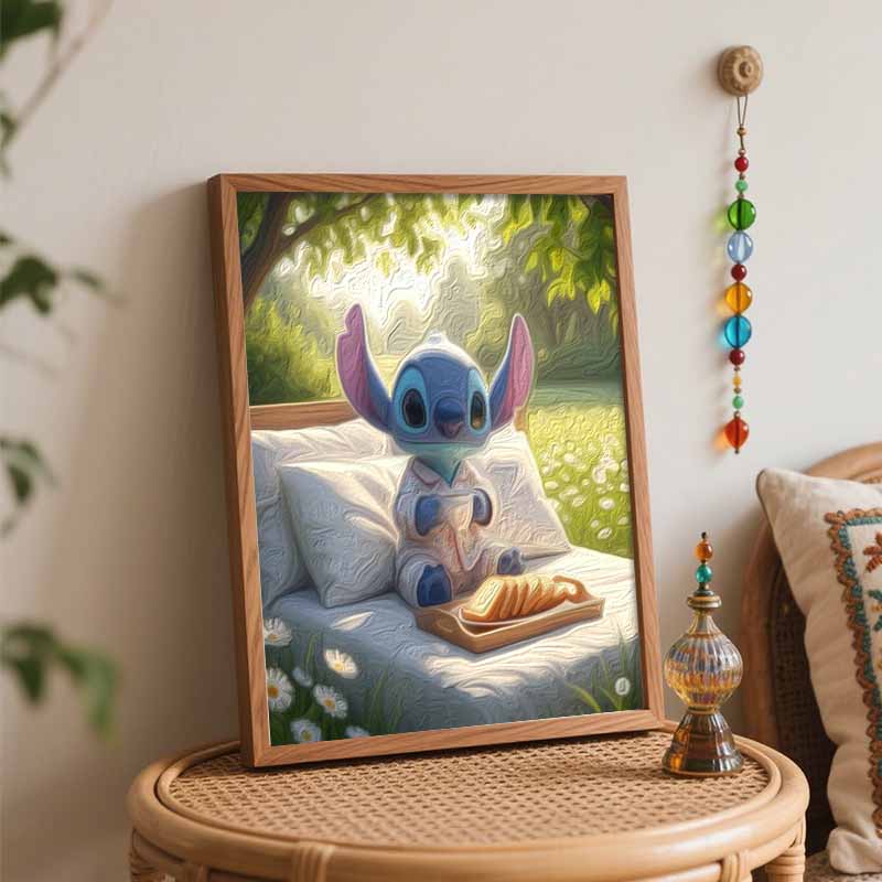 Disney DIY Oil Painting Kits Stitch Breakfast Hand Painting Home Decor Craft Gift Ideas Art Work Relaxing Bed Room Wall Decor Painting