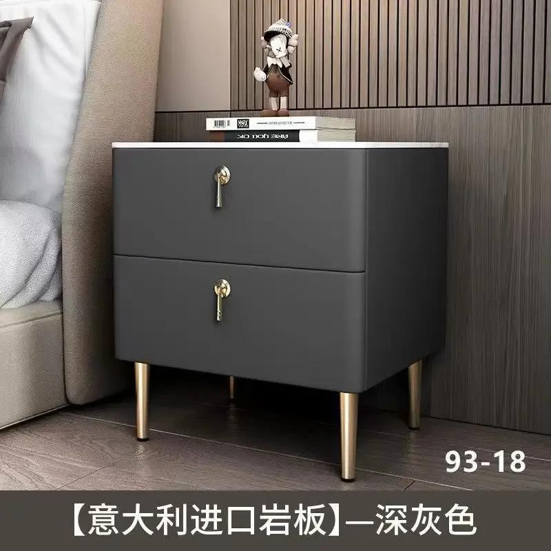 Einfache Moderne Nachtkonsolen aus Massivholz für Wohnmöbel Schiefer Nachttisch Nordisches Design Leichter Luxus Schlafzimmer Nachttisch