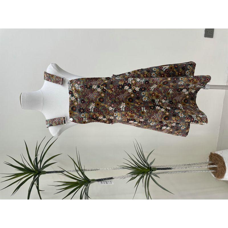 

2025 Summer New Caramel Chestnut Gentle Retro Brown Tone Daisy Floral One-Piece Strap Short dress Figure color L