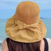 Sun Hat Large Brim Foldable Hollow Breathable Floppy UV Protection Bow Tie Decor Women Sunscreen Summer Hat Beach Cap for Outdoor