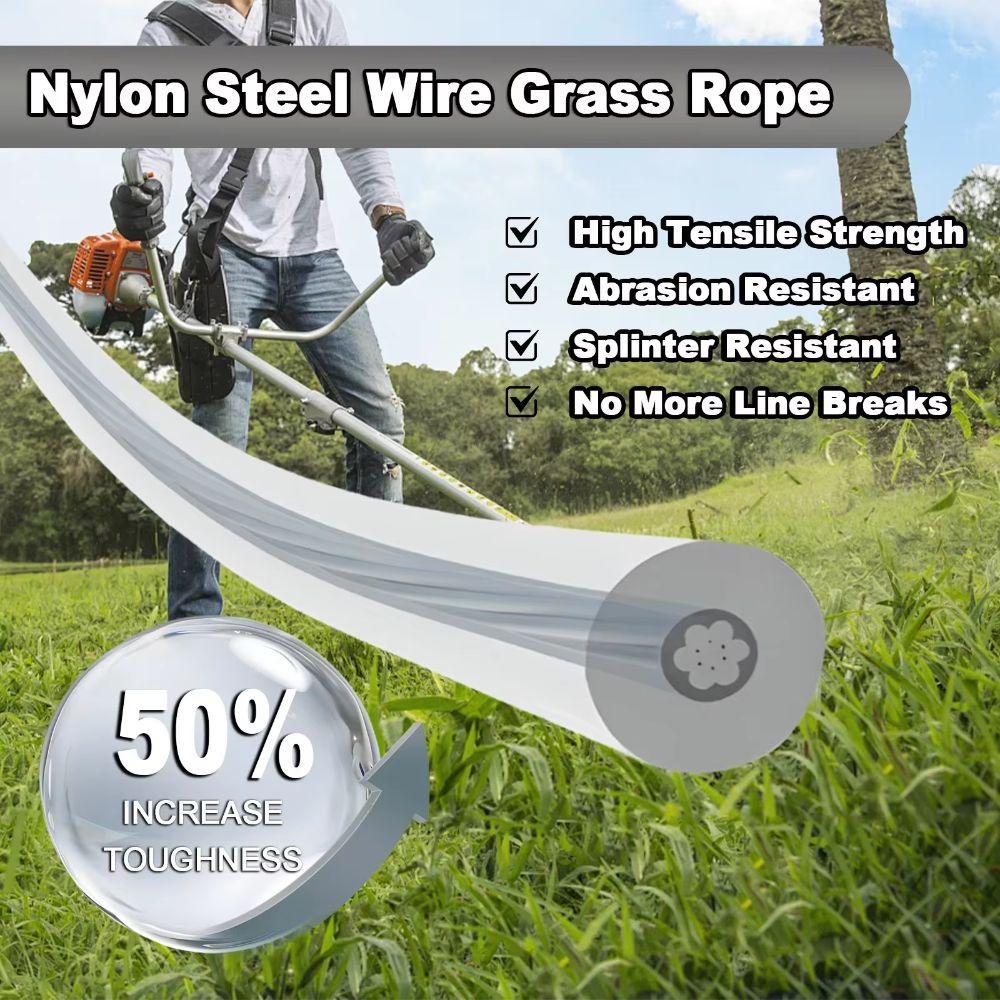 Nylon and Steel Wire Grass Trimmer Line 5m/10m/15m*2.4mm/2.7mm/3mm Trimmer Rope Garden Maintenance