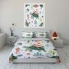 Sea Turtles and Floral Pattern Bedding Duvet Cover Set  (1*Duvet Cover 2*Pillowcases, Without Duvet Insert)