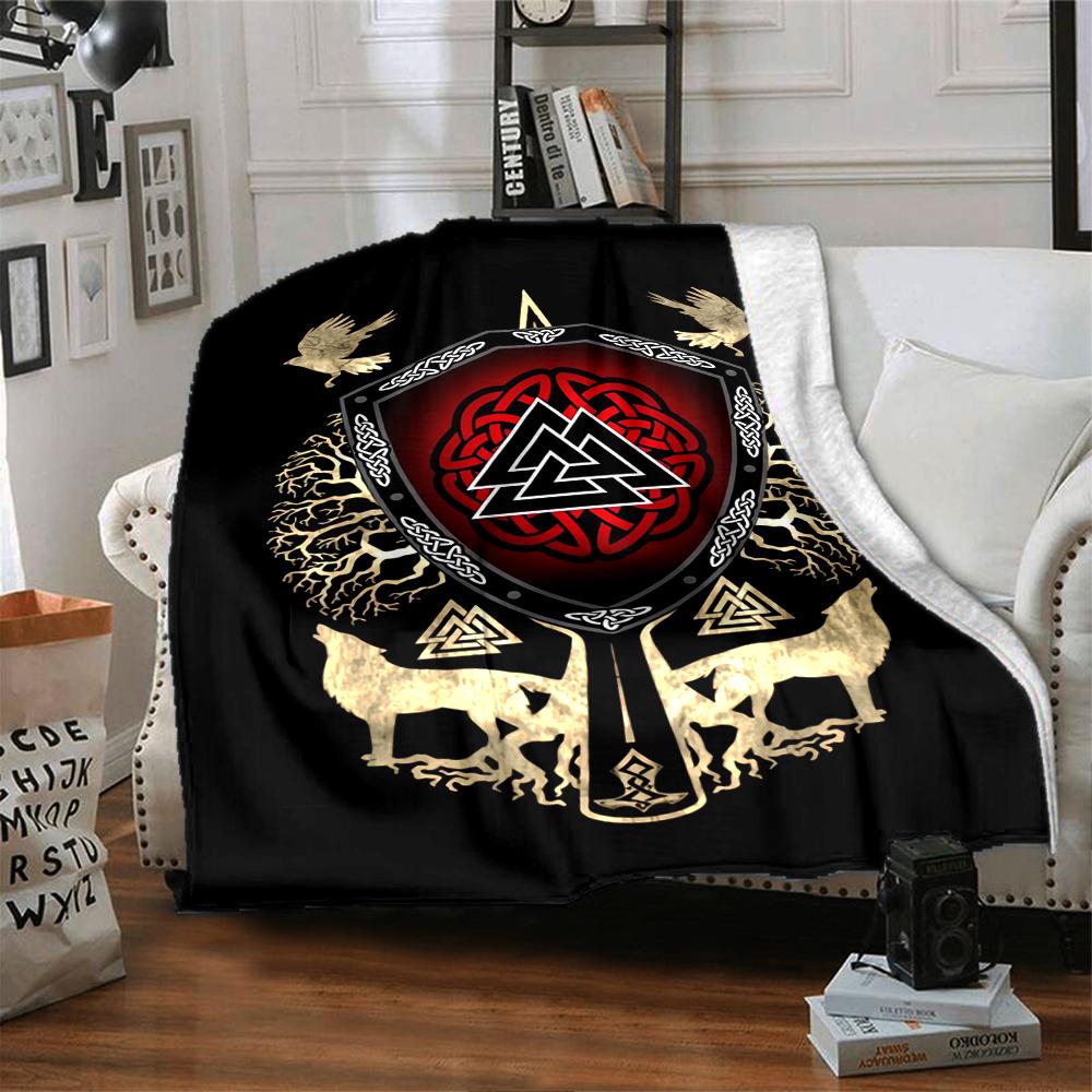 Viking Theme Printed Blanket - Perfect for Couch, Bed, Travel & Outdoor Use | Machine Washable, Cozy & Durable.