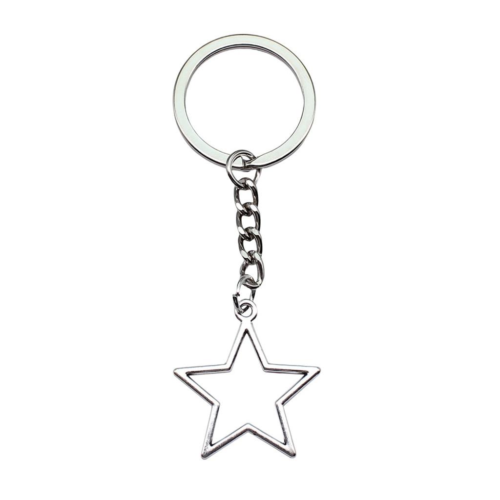 28mm Key Ring Star Pentagram Moon Minimalist Jewelry Components QY043