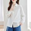 New Spring Pure Cotton Shirt with Chic Solid Color Shirt for Women
