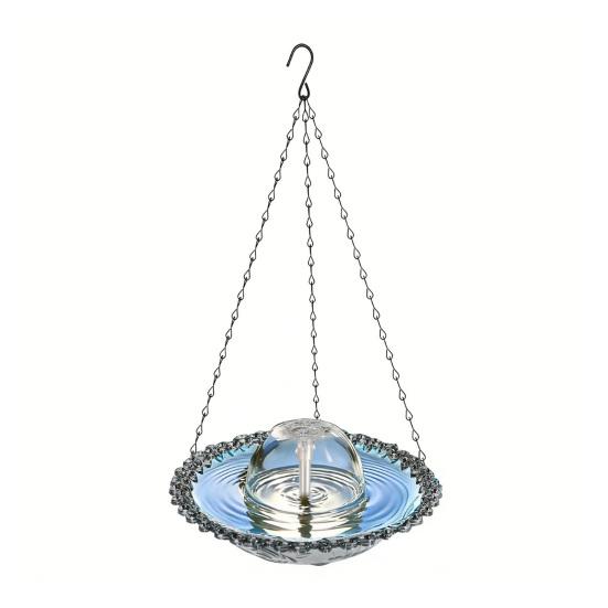 USB-Powered Fountain Bird Bath Hanging Bird Bath Fountain Outdoor Hummingbird Feeder Bath Bowl Attracts Wild Birds for Garden Decoration