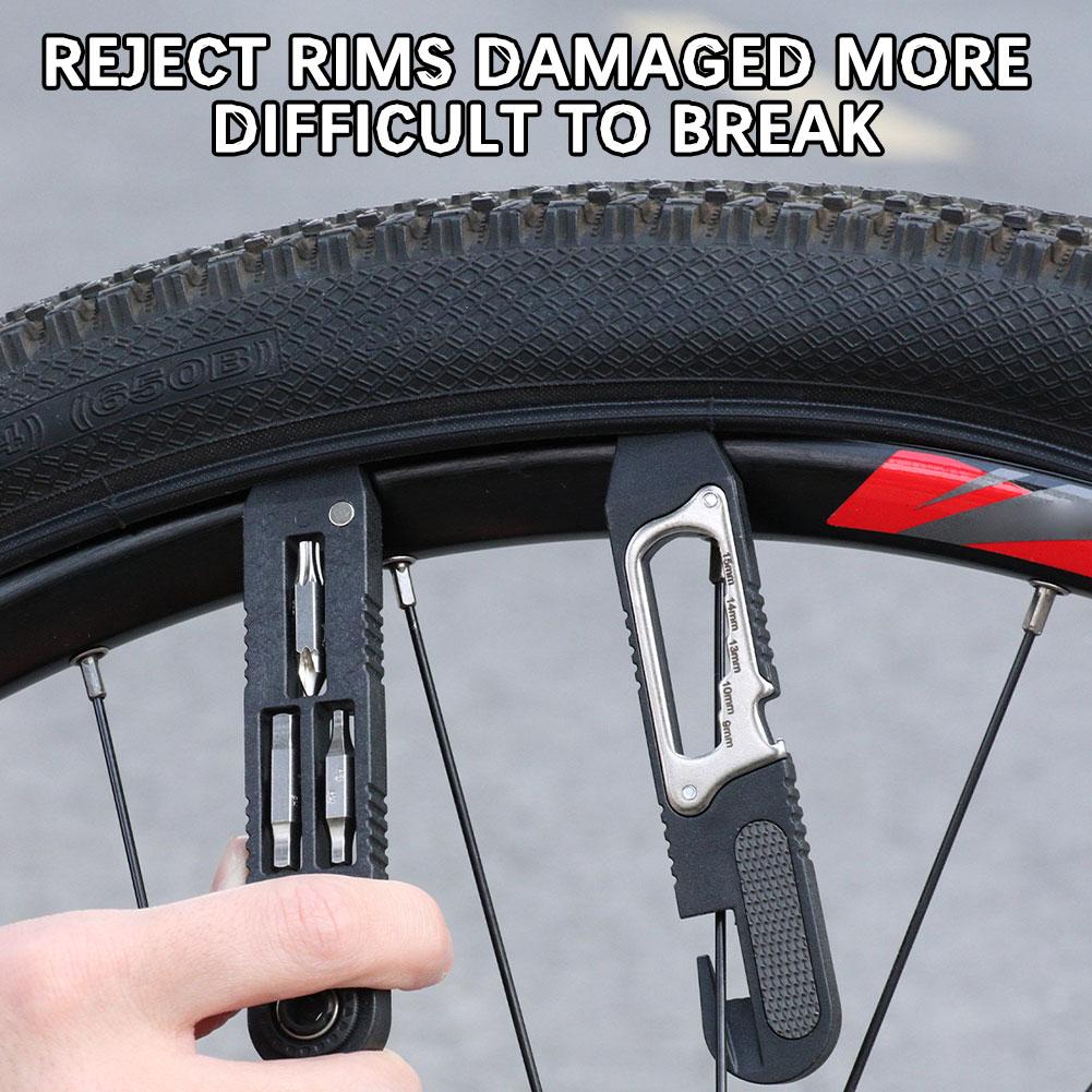 Bike Tire Lever,Multi-Function Hex Wrench Spokes Hook Tool Kit,Integrated Tire Levers Hex Ratchet Set,Essential Bike Accessories