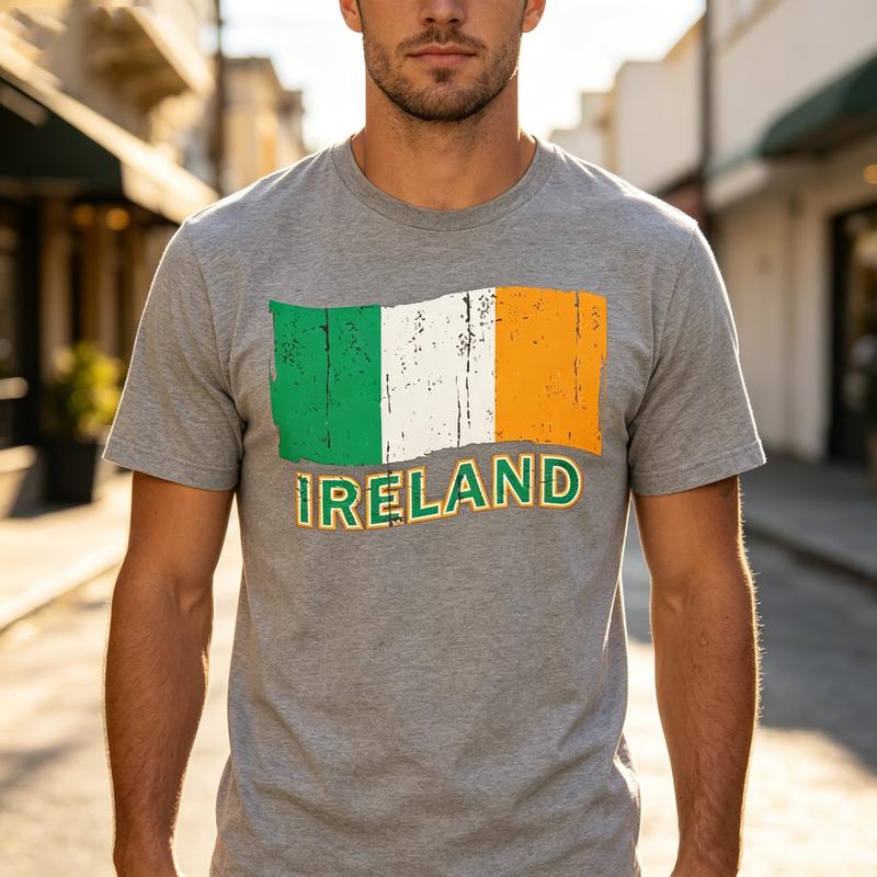 Vintage Irish Flag Tee Distressed Ireland Print Unisex Unisex Cotton Short Sleeve Trendy Streetwear Gift For Irish Culture Fans