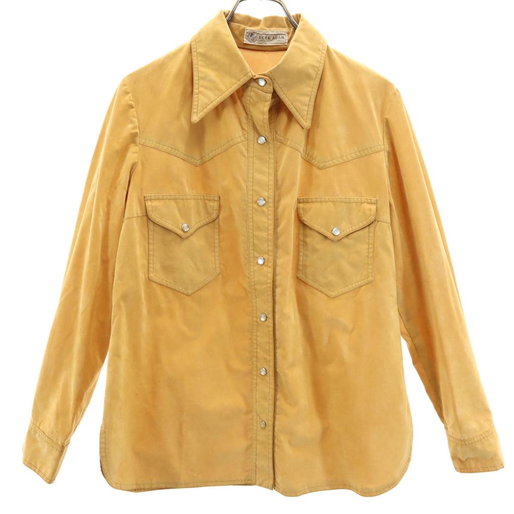 Vintage 70s Long Sleeve Suede Shirt Mustard Women Used