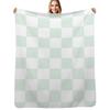 Mint Checkered Pattern Throw Blanket Long Lasting Soft Plush Blanket for Daily Use