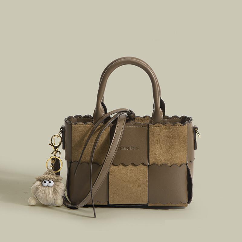 

IELGY Фактурная сумка-мессенджер, модная универсальная сумка с подвеской на пояс, контрастная плетеная сумка через плечо коричневый