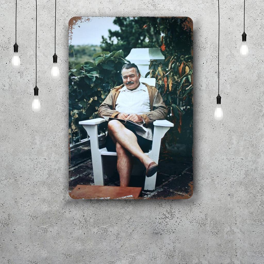 Ernest Hemingway Retro Vintage Tin Sign Poster Decorative Plaque Metal Plate Wall Decor