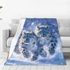 Snow Leopard Blanket with Three Wild Cats in Snowstorm Design for Cozy Living Room Decor AnimalPrintThrow Gift for Nature Lover