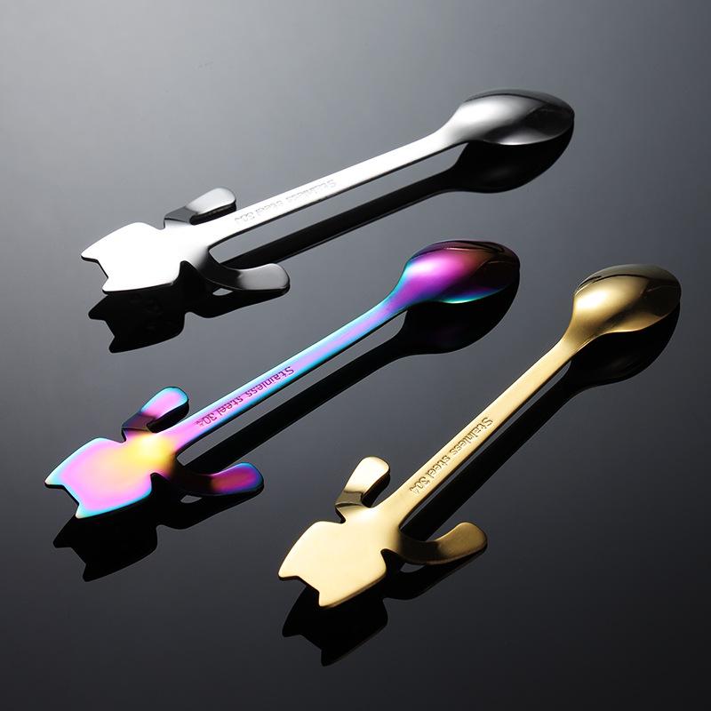 304 Stainless Steel Kitten Hanging Cup Spoon Coffee Stirring Stick Creative Color Cup Gift Tableware