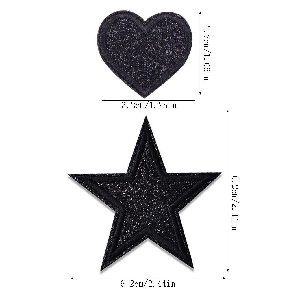 14/17 Pcs Sparkle Iron On Patches Heart Shape Applique Patch Five-pointed Star Patch  DIY Craft