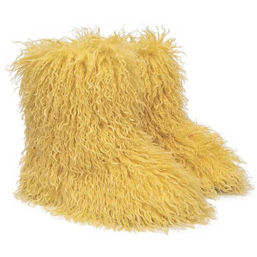 Winter Snow Boots Furry Shoes Women Fluffy Warm Faux Wool Boots Woman Teddy Fur Snow Boots Fashion Plush Short Boots Ladies