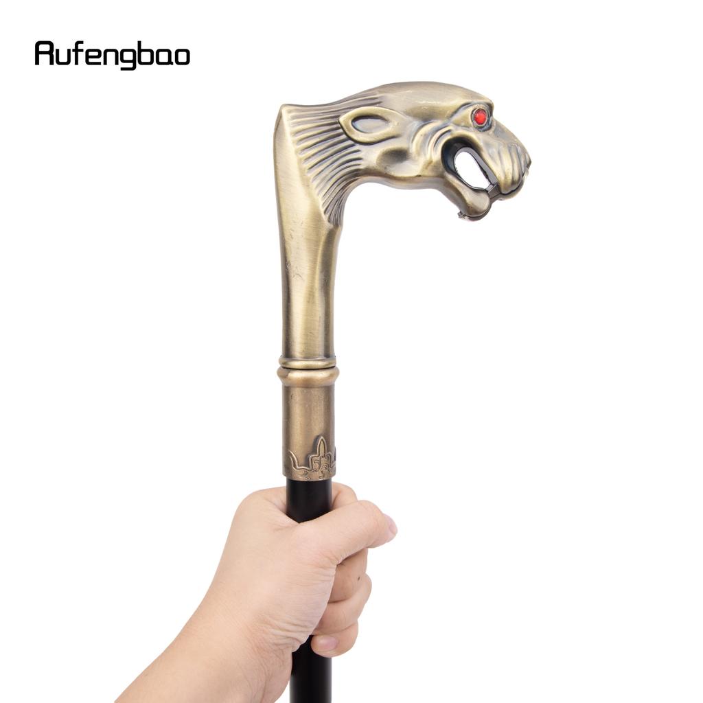 Copper Leopard Red Eye Luxury Fashion Cosplay Walking Stick Party Decorative Cane Elegant Crosier Knob Stick 92cm