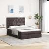 Ottoman Bed with Mattress & LEDs Dark Brown 140x190 Cm Fabric