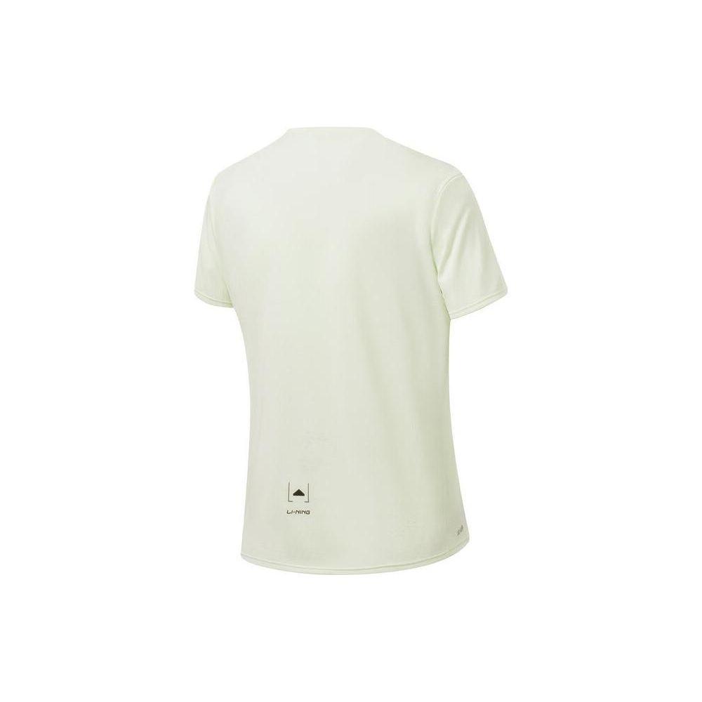 Li Ning Running Series Solid Color Reflective Quick-Dry Breathable Short Sleeve T-Shirt Women Tops Cream-White ATST082-5