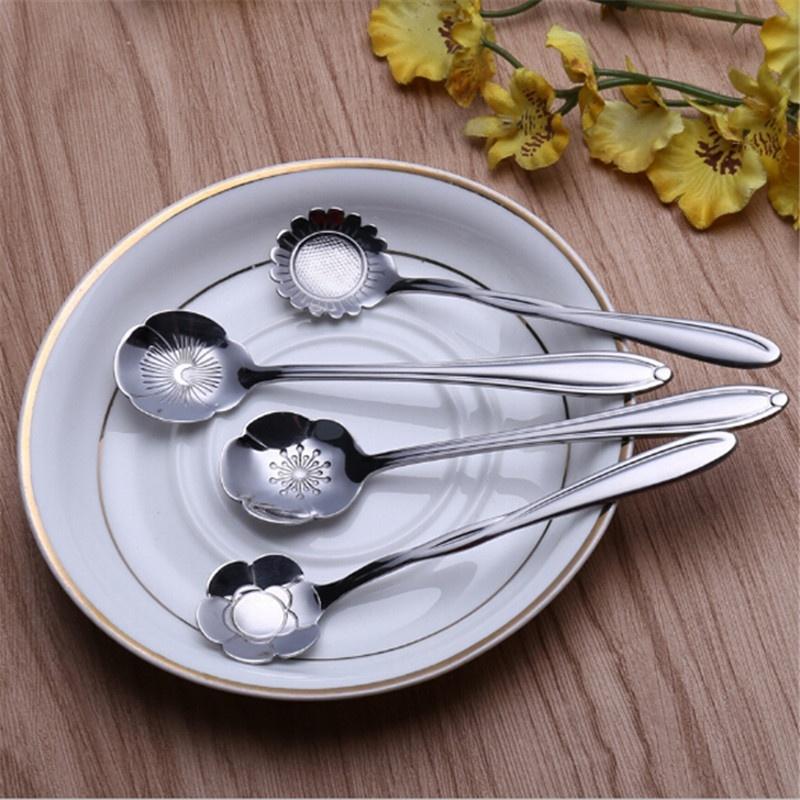 Flower Spoon Afternoon Tea Server Stainless Steel Small Spoon Gold Plated Coffee Rose Spoon