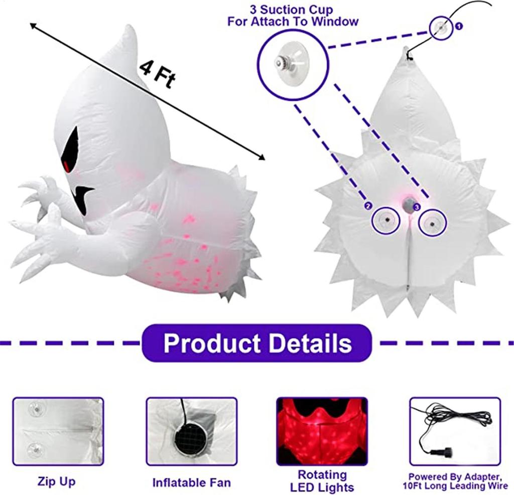 Halloween Inflatable Ghost Horror Window Ghost Foldable Balloon Outdoor Courtyard Garden Decoration Fun Party Tool