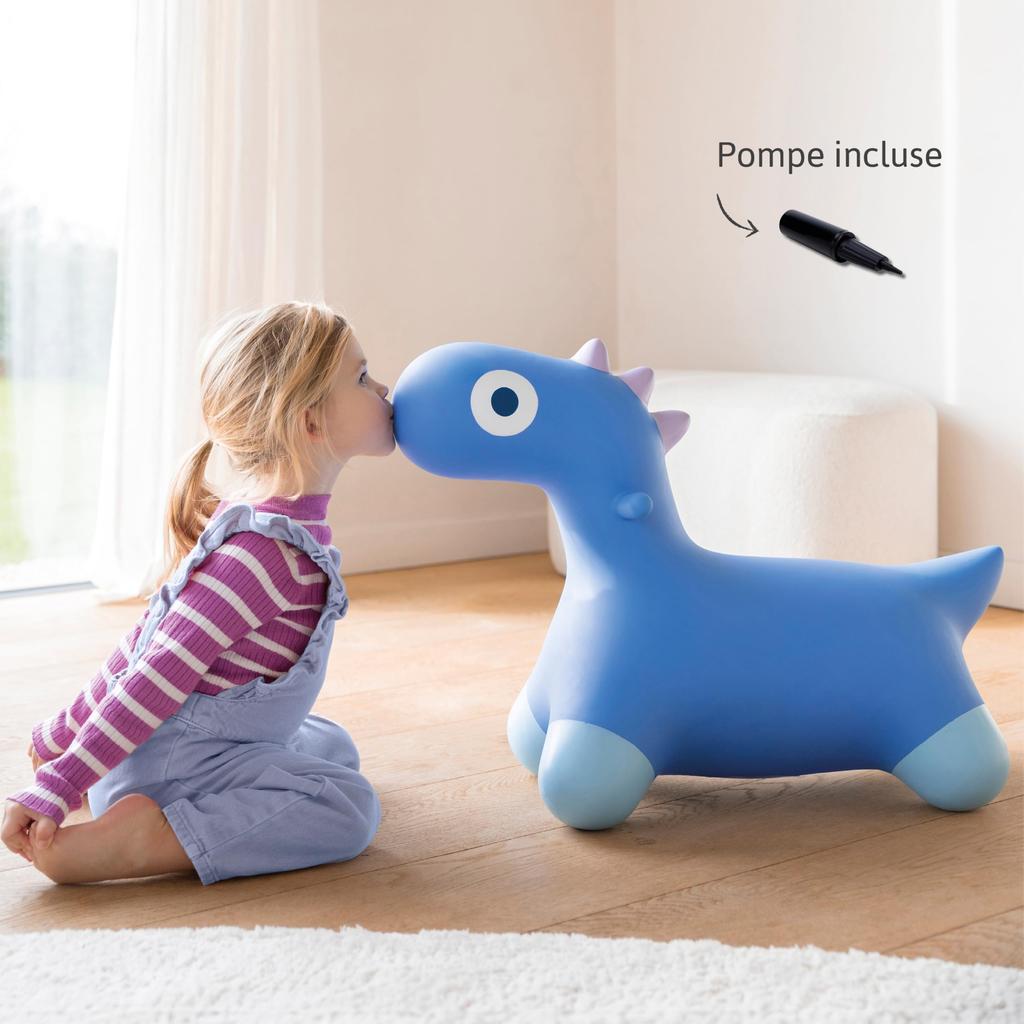 Quut Süßer Hoppi Dino Kosmisch Blau Dinosaurier Indoor Balance Plüsch Alter Baby Kindergarten Eingang Zuhause Spielen Mitfahrspielzeug, Spielset, Ball, Spielzeug, 2, 3, 4,