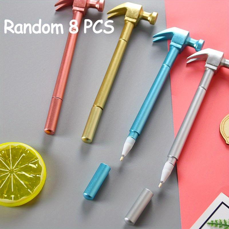 8/ 20 Pcs Creative Hammer-Shaped Gel Pen Funny Toy 0.5mm Black Ink Multicolor Quick-Drying Water Pen Ideal for Students & Gift Back To School