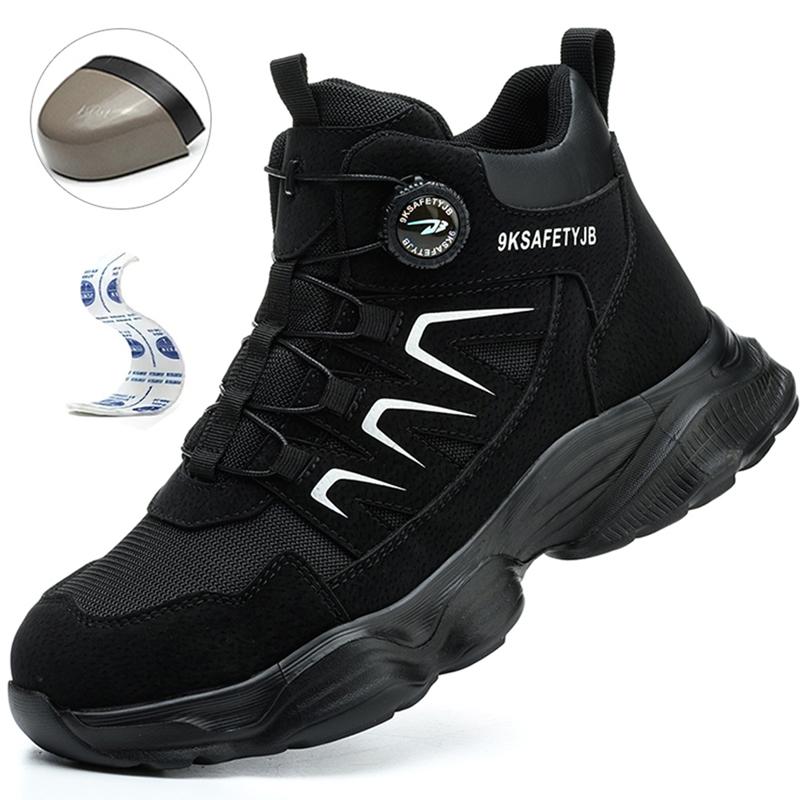 

Rotating Button Safety Shoes Man Boots Anti Smash Anti Piercing Steel Toe Safety Work Shoes Lightweight Breathable Work Boots 37