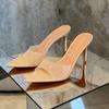 Guangdong Huizhou European and American Fashion TPU High-heeled Cool Slippers Women's 2025 Summer Open-toed Thin-heeled Pointed Outer Wear Breathable
