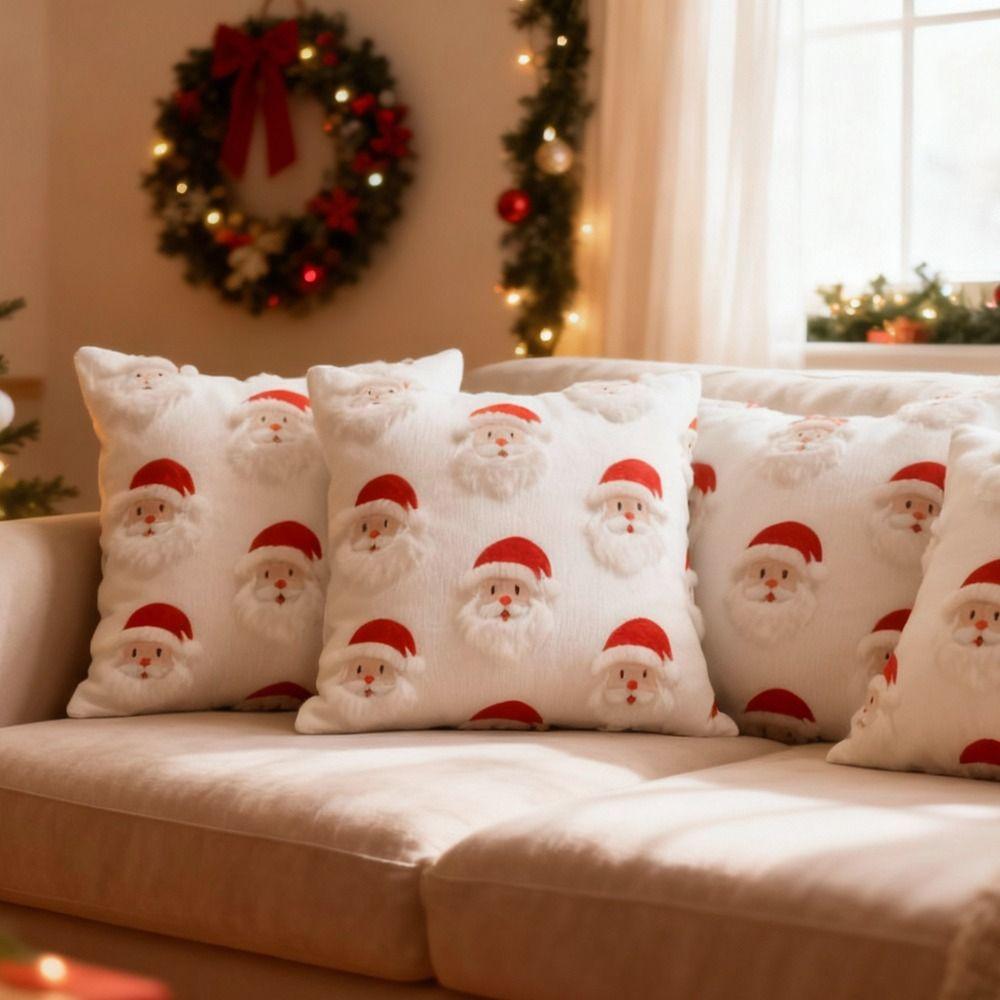 45×45cm Pillowcase 3D Embroidery Plush Pillow Cover Christmas Throw Pillow Cover  Home Decoration