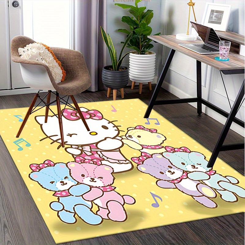 Office Rug Hello Kitty, Friends Anti-Slip Rug, Machine Washable for Living Room, Bedroom, Office, Multiple Sizes, Bedroom Mat, Decorative Mat, Durable