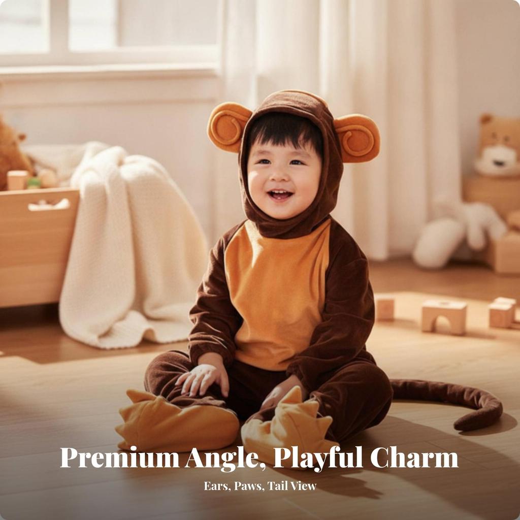 Monkey Costume Playful Animal Jumpsuit Fun for Children