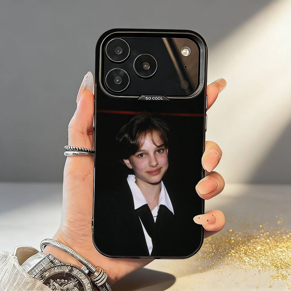 Elegant Natalie Portman Phone Case For iPhone17 16 15 14 13 12 Pro Max Grey Black Matte Laser Metallic Aurora Funda