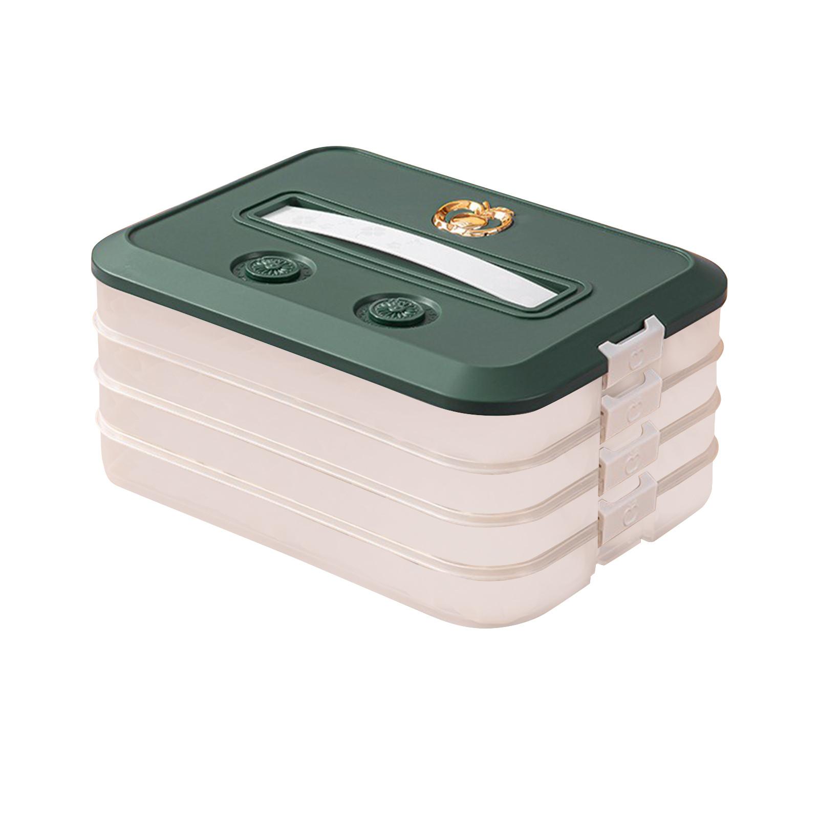 

Большая вместительная коробка для хранения пельменей, бытовой холодильник, герметичная коробка для сохранения свежести, многослойный переносной пищевой материал, пластиковая прозрачная коробка. One Size зелёный