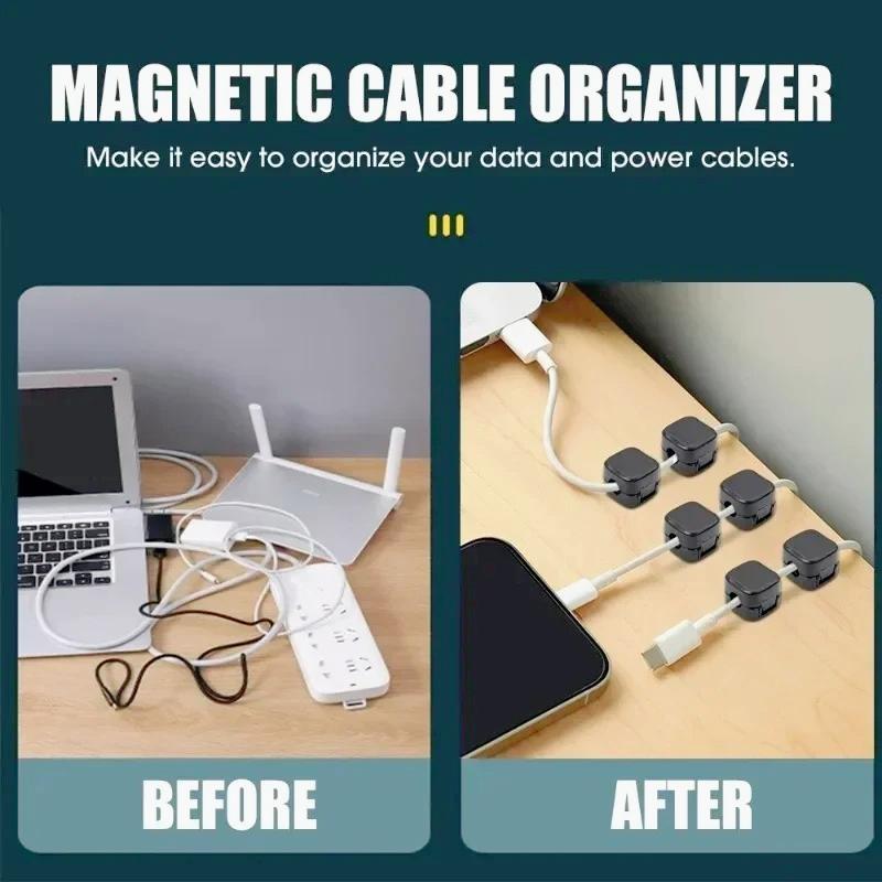 6 PCS Magnetic Cable Clip Cable Holder Adhesive Wire Keeper Cord Cable Organizer for Home Office Under Desk Management