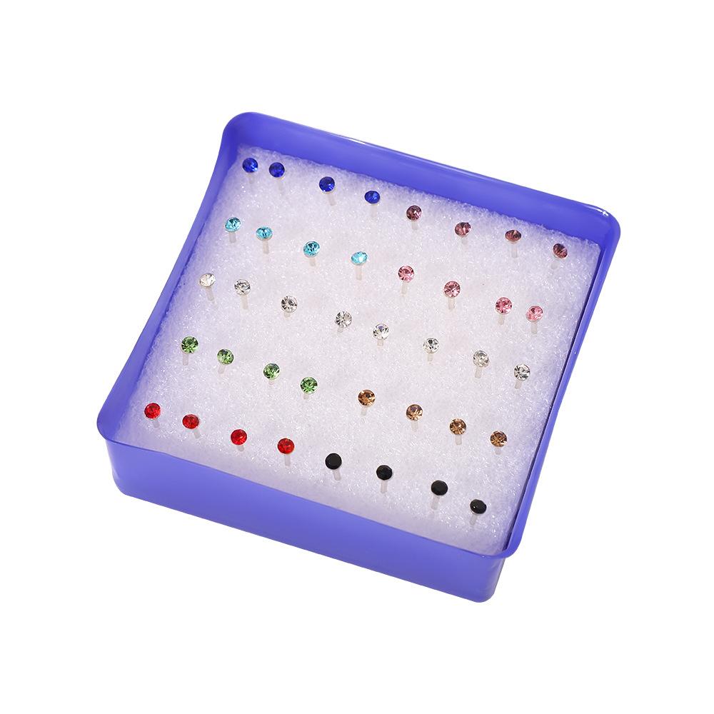 1 Box Colorful Resin Earrings, Plastic Earrings, Crystal Ear Studs, Set of Ear Bone Pins