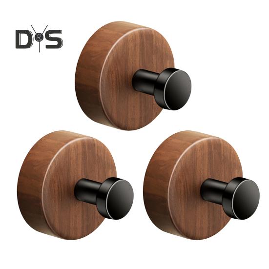 

1/3 шт. клеящиеся деревянные настенные крючки гладкие края с высокой несущей способностью простая установка крючки из натурального орехового дерева вешалки для одежды 3pcs