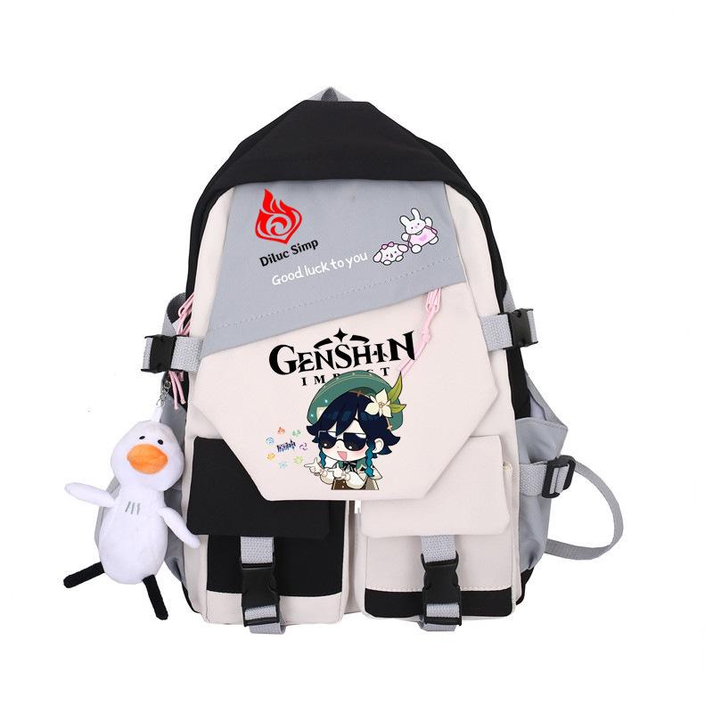 Large Capacity Schoolbag with Shoulder Strap; Student Three-piece Pencil Case Set