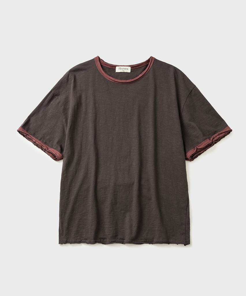 HOOVES Layered Slub Crop Short Sleeve Tee [Mud Charcoal]